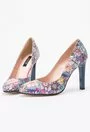 Pantofi din piele naturala cu imprimeu floral colorat Margarette