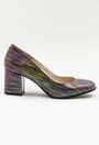 Pantofi din piele naturala cu imprimeu multicolor