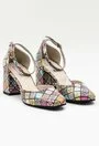 Pantofi din piele naturala cu imprimeu multicolor mozaic