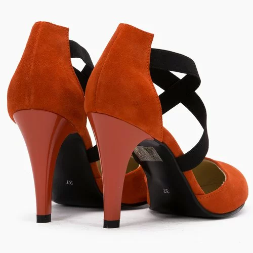 Pantofi din piele naturala portocalii Ilkay