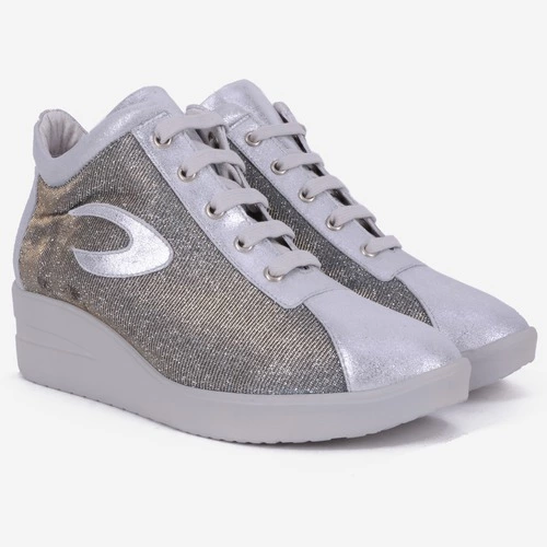 Pantofi argintii din piele naturala Marcille