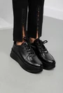 Pantofi din piele naturala neagra cu siret