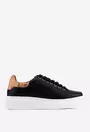 Pantofi din piele naturala neagra cu siret
