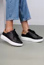 Pantofi din piele naturala neagra cu siret