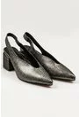 Pantofi din piele naturala nuanta gri metalizat