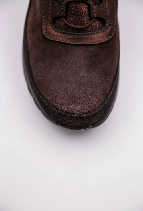 Pantofi din piele naturală nuanta maro cu insertii sclipitoare