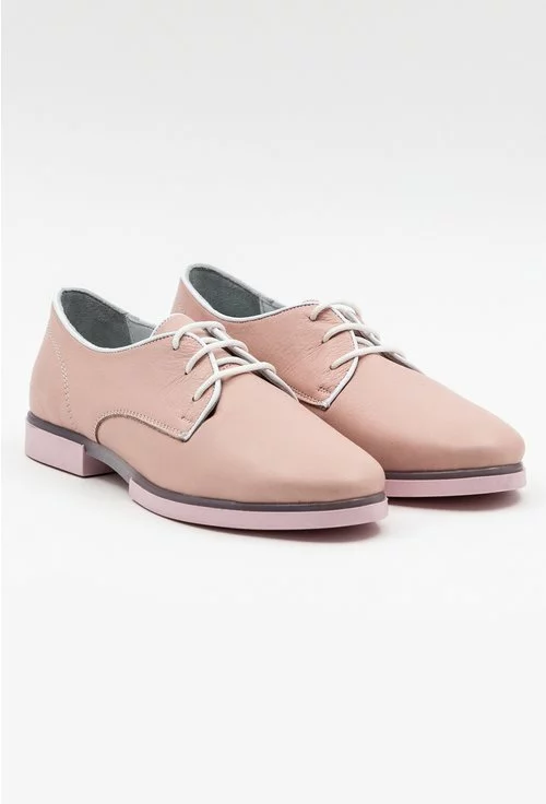 Pantofi din piele naturala nuanta roz pal