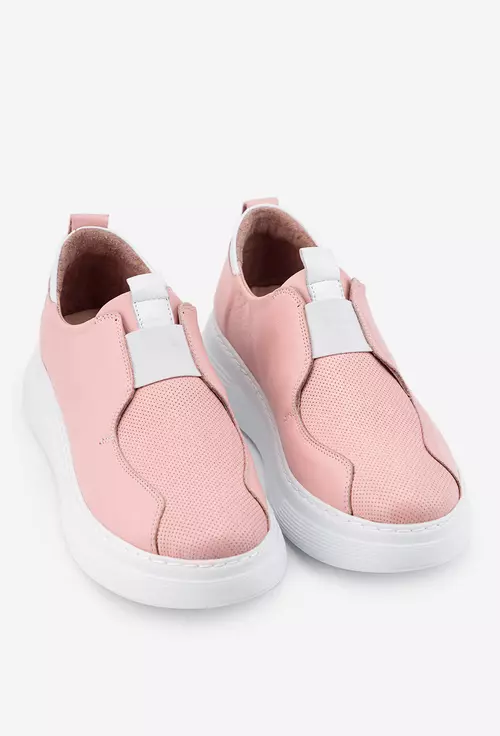 Pantofi din piele naturala roz