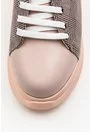Pantofi din piele naturala roz pal cu imprimeu carouri