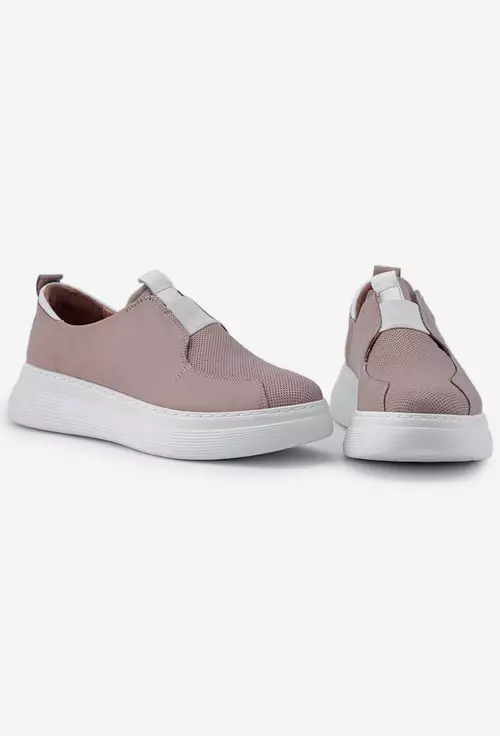 Pantofi din piele naturala taupe