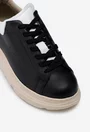 Pantofi din piele neagra cu detalii albe