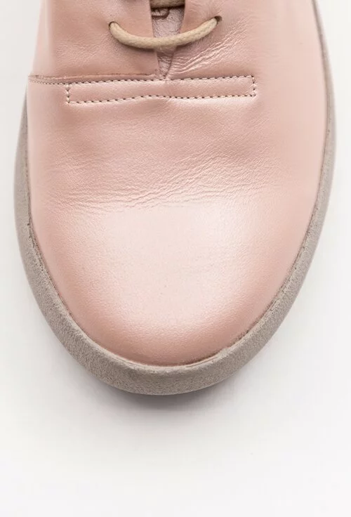 Pantofi din piele nuanta roz cu talpic buretat