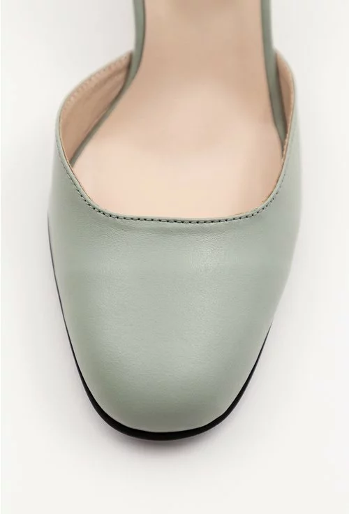 Pantofi din piele nuanta verde deschis pastelat