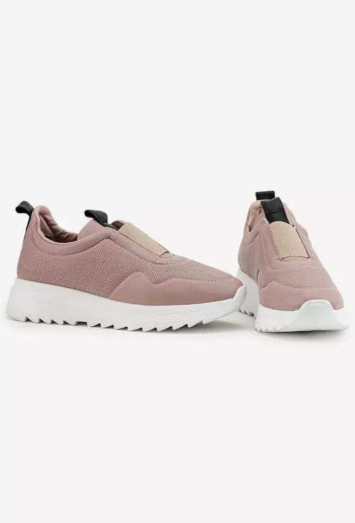 Pantofi din piele taupe cu detalii negre