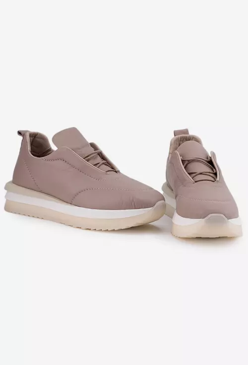Pantofi din piele taupe cu siret