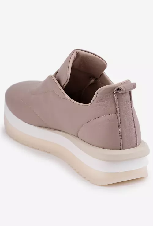 Pantofi din piele taupe cu siret