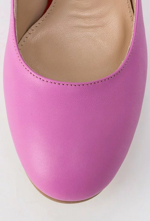 Pantofi fucsia din piele naturala cu imprimeu colorat Julia
