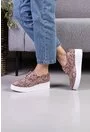 Pantofi grej din piele naturala cu snake print