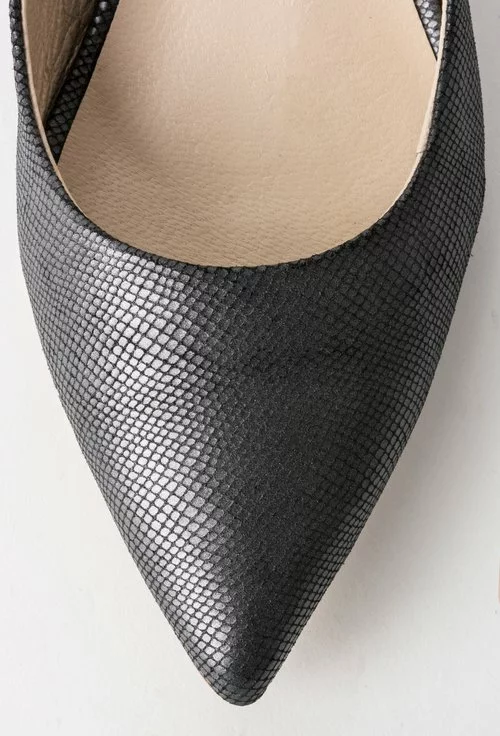 Pantofi gri metalizat din piele naturala Eloise