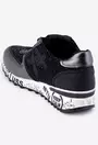 Pantofi KeepCalm negri cu argintiu din piele si material textil