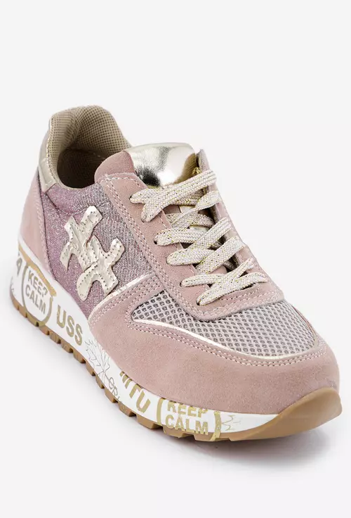 Pantofi KeepCalm roz cu detalii aurii