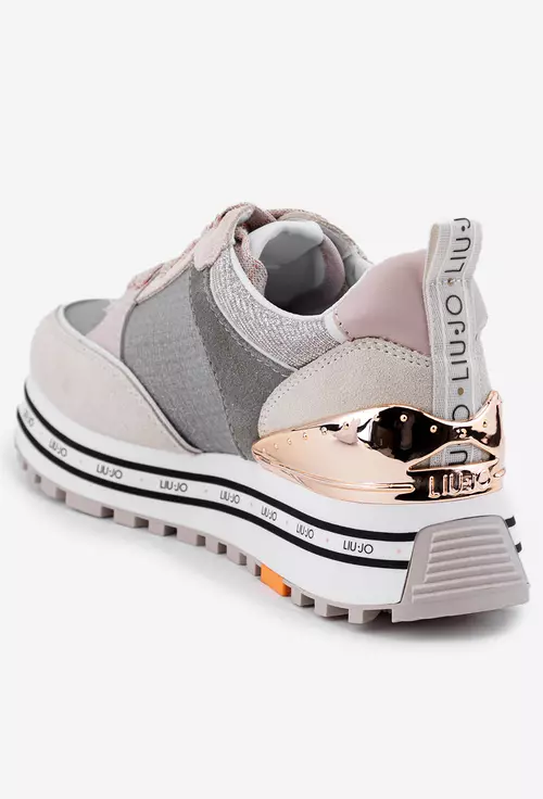 Pantofi LiuJo bej cu argintiu si roz