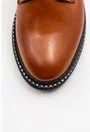 Pantofi maro din piele naturala cu fermoar decorativ