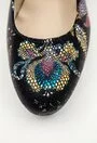 Pantofi negri din piele naturala cu imprimeu floral colorat Dianne