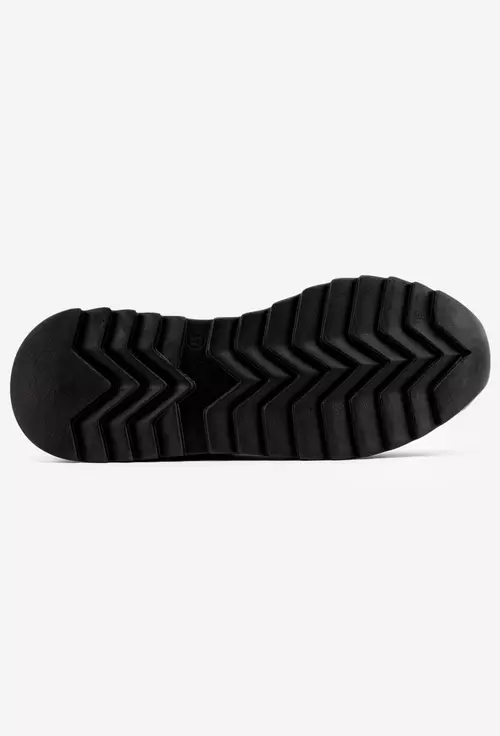 Pantofi negri din piele cu siret elastic