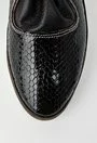 Pantofi negri din piele naturala cu imprimeu tip piele de reptila Adina
