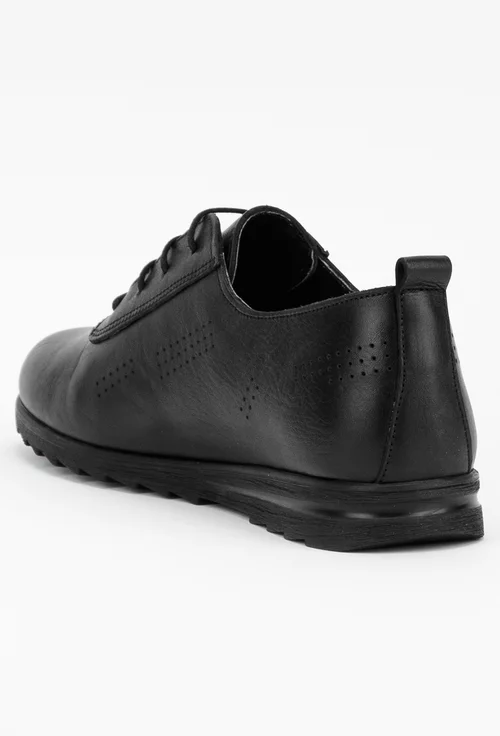 Pantofi negri din piele naturala cu talpa flexibila