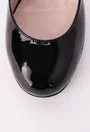 Pantofi negri din piele naturala lacuita Swan