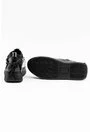 Pantofi negri din piele naturala si material textil