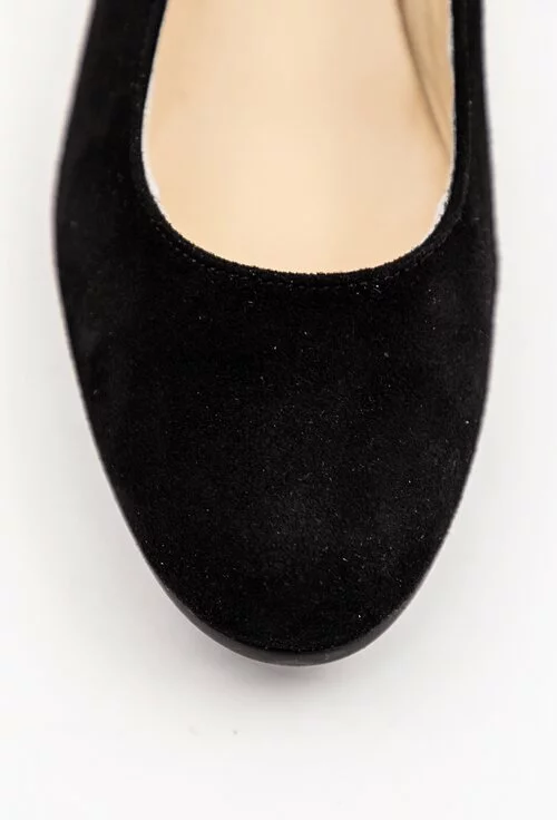 Pantofi negri din piele naturala tip camoscio