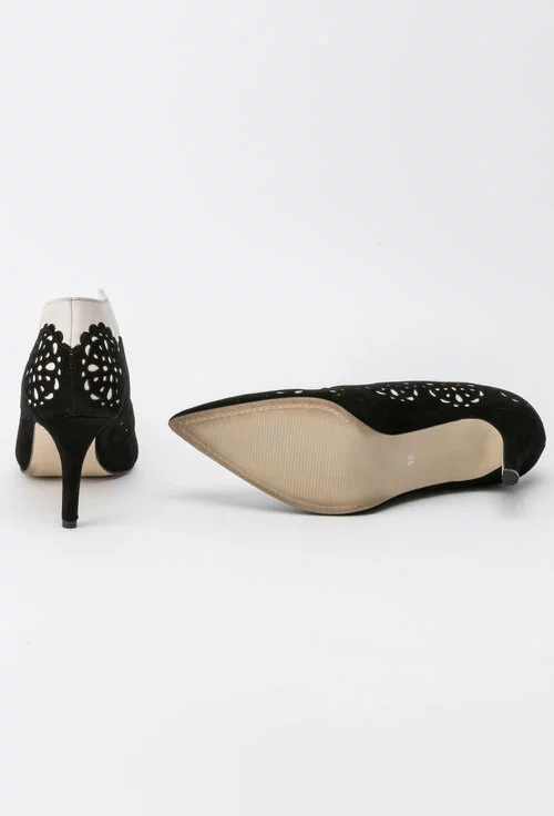 Pantofi negru cu crem din piele naturala Julieta