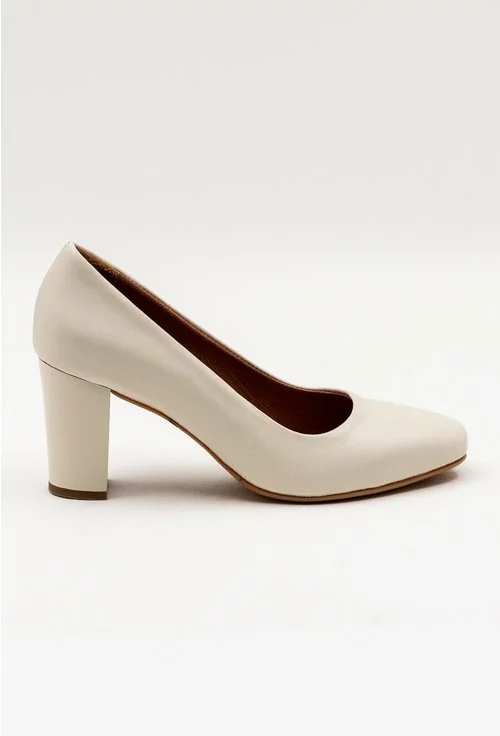 Pantofi nuanta alb fildes din piele naturala