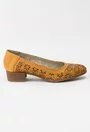 Pantofi nuanta galben mustar din piele naturala perforata Ema