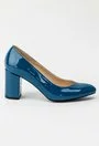 Pantofi office albastri din piele naturala lacuita Lady