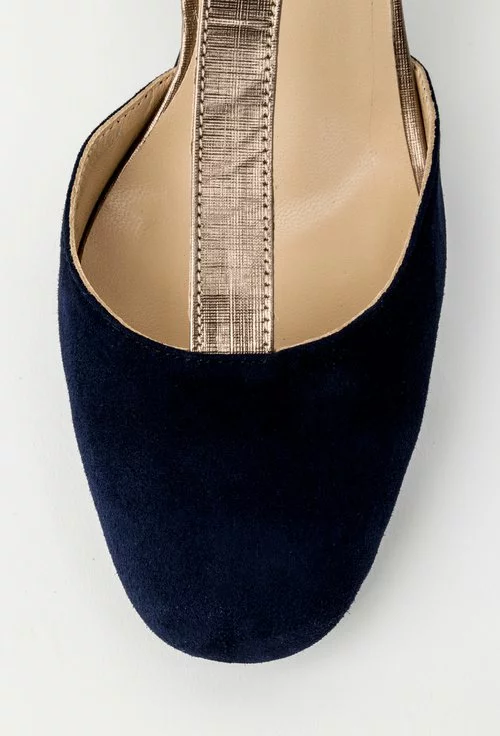 Pantofi office bleumarin din piele naturala intoarsa Misty