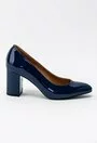 Pantofi office bleumarin din piele naturala lacuita