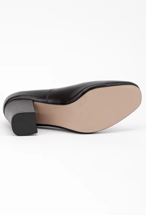 Pantofi office maro din piele naturala cu funda