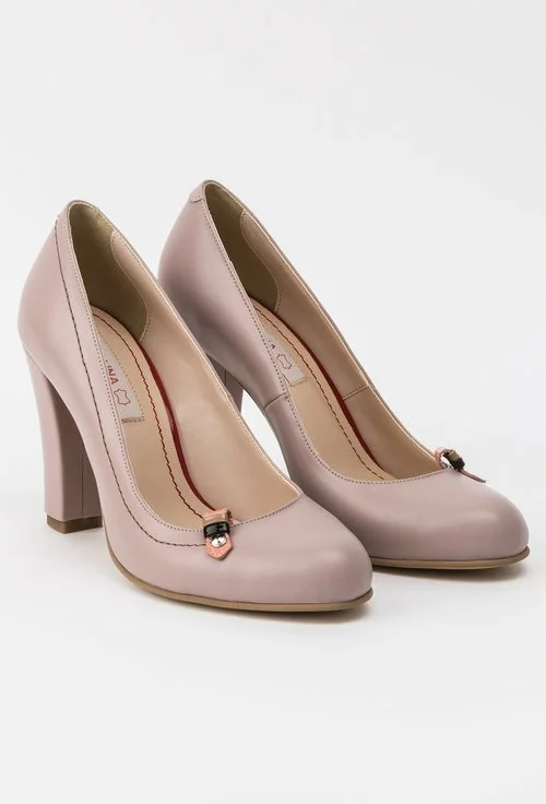 Pantofi office rose-lila din piele naturala Jane