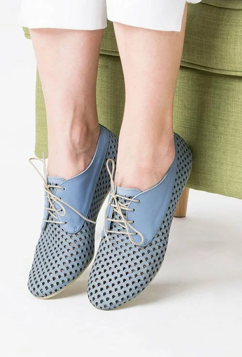 Pantofi Oxford albastri din piele naturala Prudence