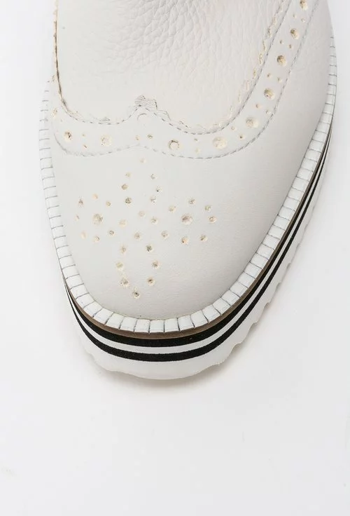 Pantofi Oxford albi din piele naturala Nando