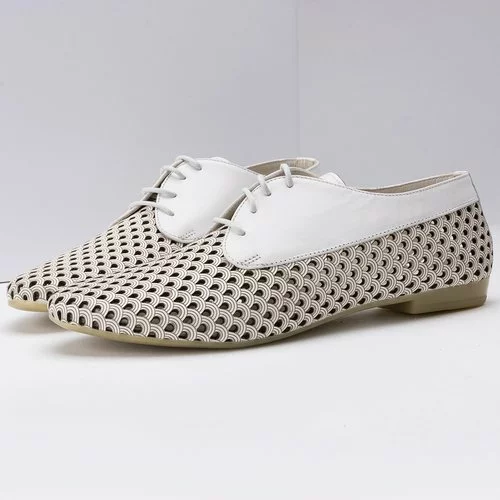 Pantofi Oxford albi din piele naturala Prudence