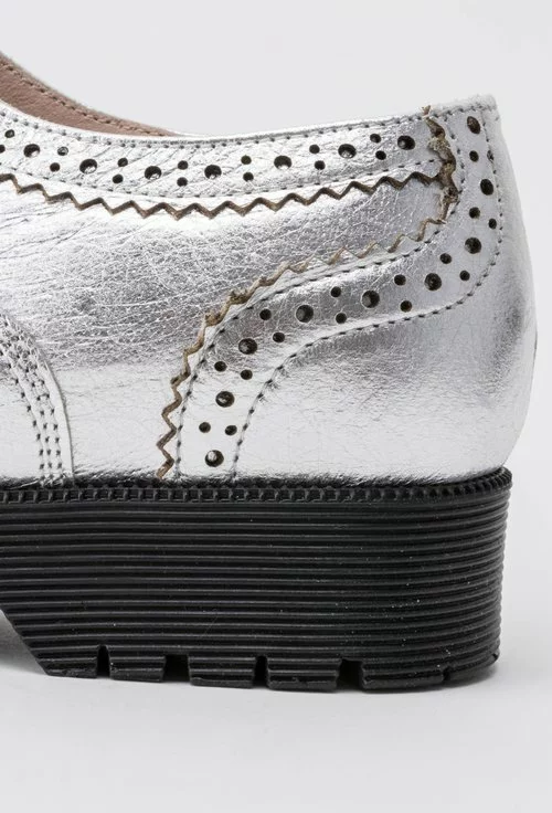 Pantofi Oxford argintii din piele naturala Gladis
