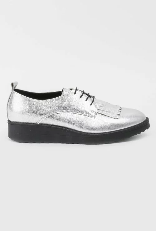 Pantofi Oxford argintii din piele naturala Maisa