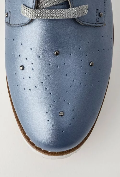 Pantofi Oxford bleu sidefat din piele naturala Malini
