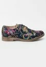 Pantofi Oxford bleumarin cu model floral multicolor din piele naturala Iamina