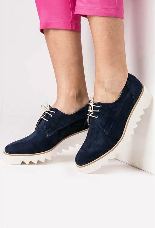 Pantofi oxford bleumarin din piele naturala Ilina